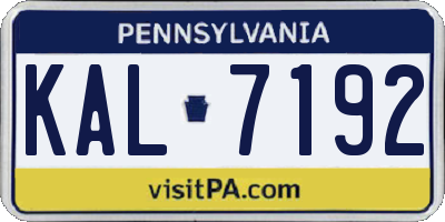 PA license plate KAL7192