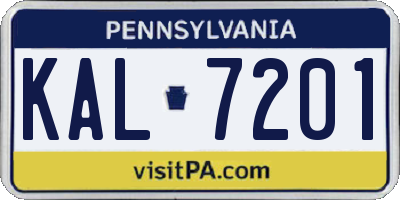 PA license plate KAL7201