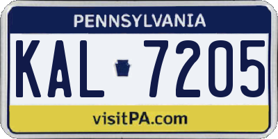 PA license plate KAL7205