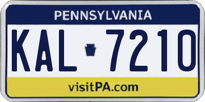 PA license plate KAL7210