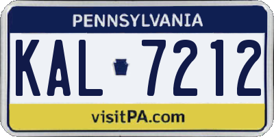 PA license plate KAL7212