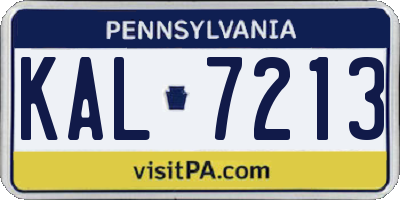 PA license plate KAL7213