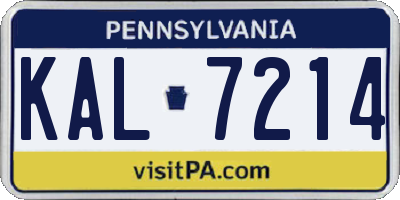 PA license plate KAL7214