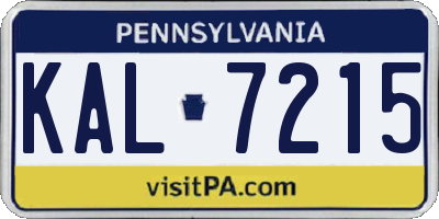 PA license plate KAL7215