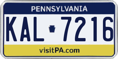 PA license plate KAL7216