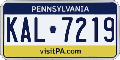 PA license plate KAL7219