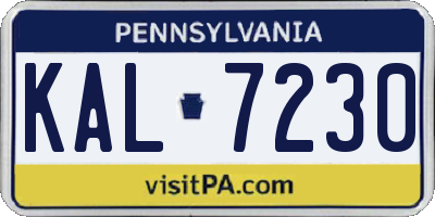 PA license plate KAL7230