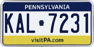 PA license plate KAL7231