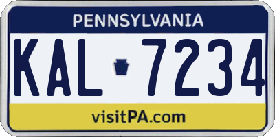PA license plate KAL7234