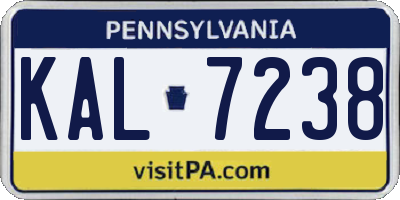 PA license plate KAL7238