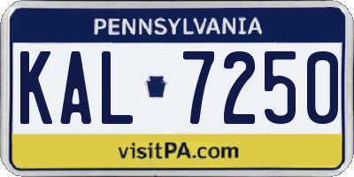 PA license plate KAL7250