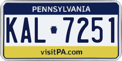 PA license plate KAL7251