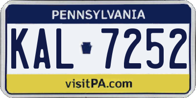 PA license plate KAL7252