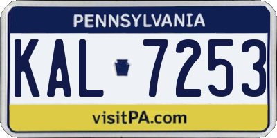 PA license plate KAL7253