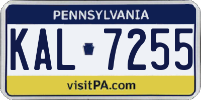 PA license plate KAL7255