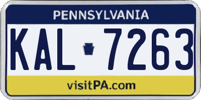 PA license plate KAL7263