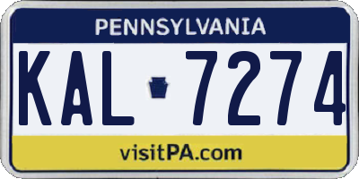 PA license plate KAL7274