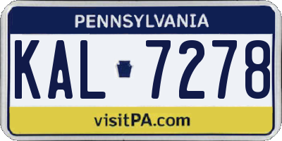 PA license plate KAL7278