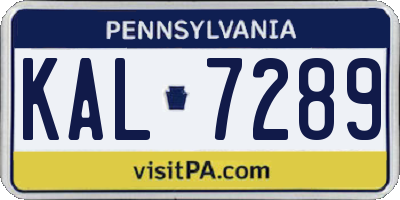 PA license plate KAL7289