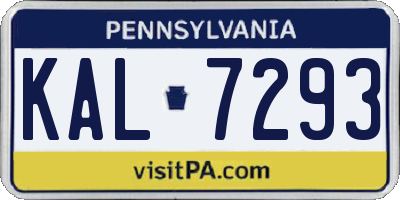 PA license plate KAL7293