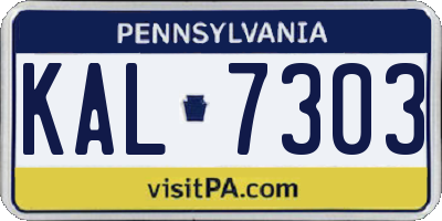 PA license plate KAL7303