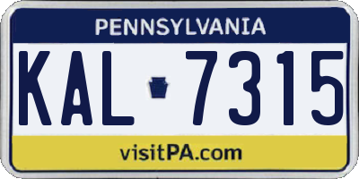PA license plate KAL7315