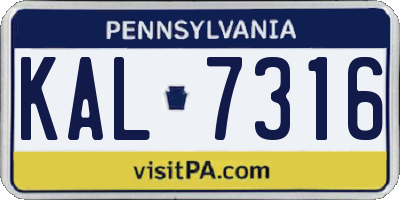 PA license plate KAL7316