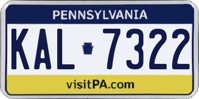 PA license plate KAL7322