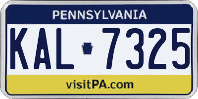 PA license plate KAL7325