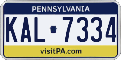 PA license plate KAL7334