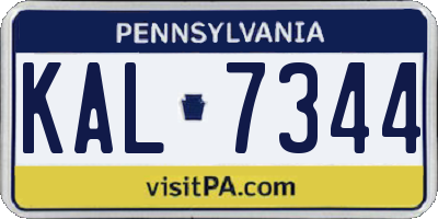 PA license plate KAL7344