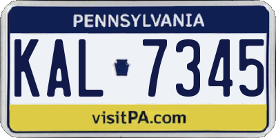 PA license plate KAL7345
