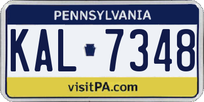 PA license plate KAL7348