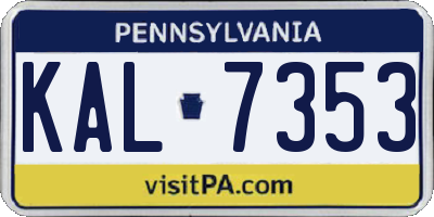 PA license plate KAL7353