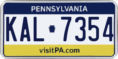PA license plate KAL7354