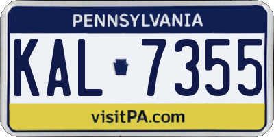 PA license plate KAL7355