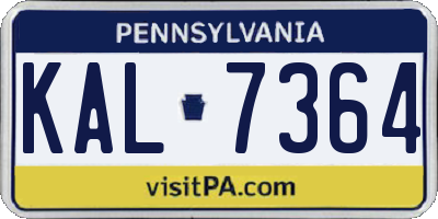 PA license plate KAL7364