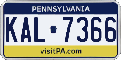 PA license plate KAL7366