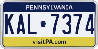 PA license plate KAL7374