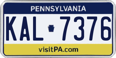 PA license plate KAL7376