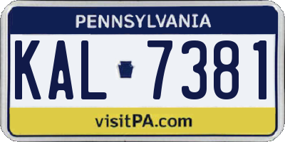 PA license plate KAL7381