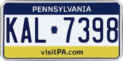 PA license plate KAL7398