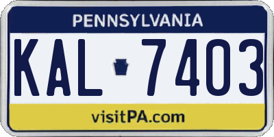 PA license plate KAL7403