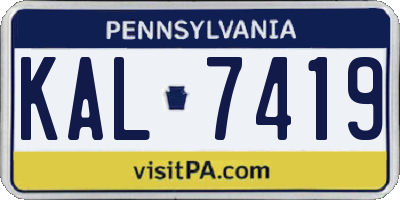 PA license plate KAL7419