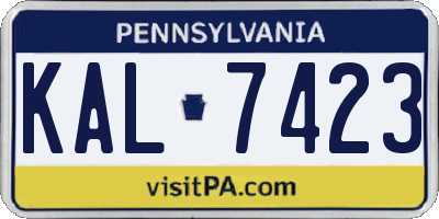 PA license plate KAL7423