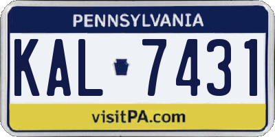 PA license plate KAL7431