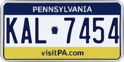 PA license plate KAL7454