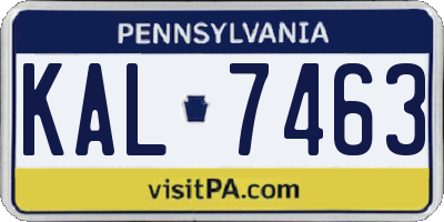 PA license plate KAL7463