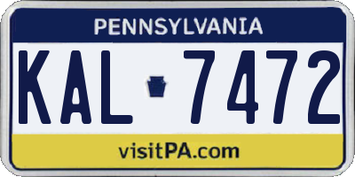 PA license plate KAL7472