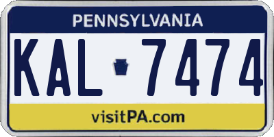 PA license plate KAL7474